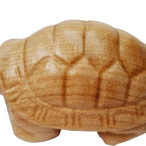 DMtse Hand Carved Natural Wood Lucky Longevity Turtle Statue Sculpture Figurine Good Lucky for Long Life Mascot Lucky Gift