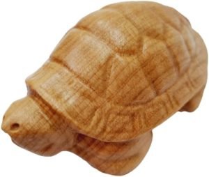 DMtse Hand Carved Natural Wood Lucky Longevity Turtle Statue Sculpture Figurine Good Lucky for Long Life Mascot Lucky Gift：圖片 2