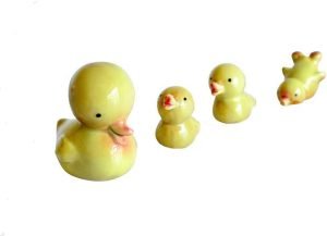 DMtse 4 X Yellow Duck Ornaments Combination Mini Ceramic Crafts Desktop Home Decoration - Image 8