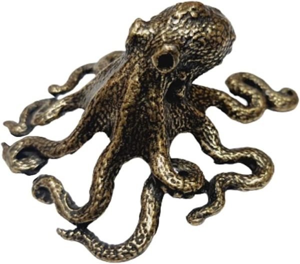DMtse 黃銅可愛章魚裝飾雕像動物雕塑收藏品禮物