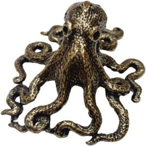 DMtse Brass Adorable Octopus Decor Statue Figurines for Animal Sculpture Collectibles Gift - Image 2