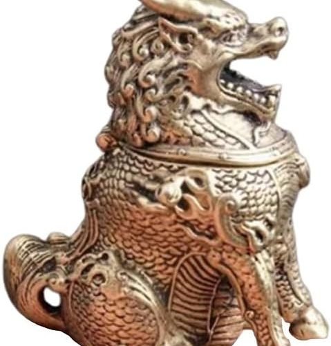 DMtse 黃銅風水復古中國獅子香爐家居財富、成功、好運和祝福