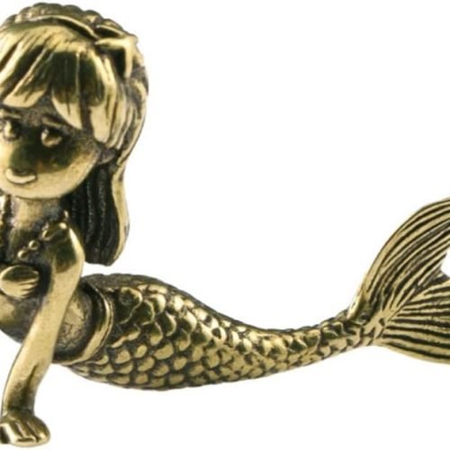 DMtse Brass Mini Adorable Mermaid Princess Statue in Fairy Tale Ornament Great Gift Decoration