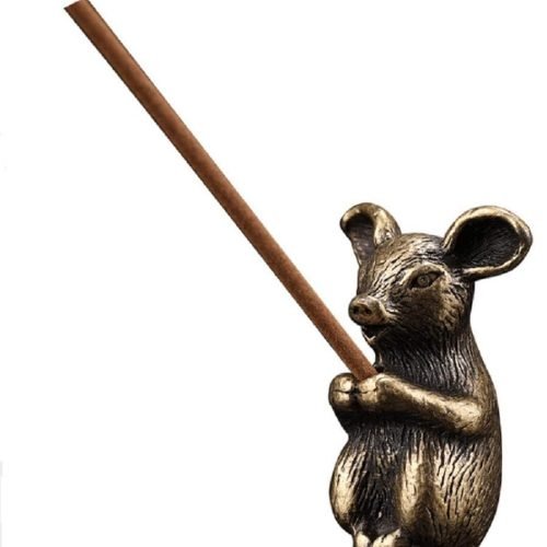 DMtse Brass Mini Antique Piggy Statue Incense Holder Burner Ornaments Meditation Serene Statue Figurine Collectible