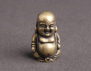 DMtse Brass Mini Happy Laughing Maitreya Buddha Statue Ornaments Small Figurine Brings Peace and Prosperity Decoration - Image 5