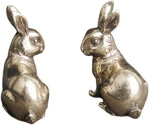 DMtse Brass Set of 2 Rabbit Left and Right Statue Figurines for Animal Sculpture Lover Decor Collectibles Lovely Gift - Image 6