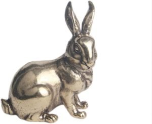 DMtse Brass Set of 2 Rabbit Left and Right Statue Figurines for Animal Sculpture Lover Decor Collectibles Lovely Gift - Image 4