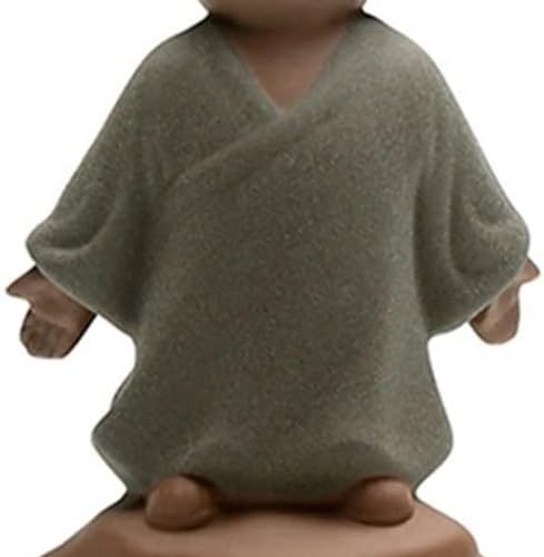 DMtse Ceramic Little Cute Buddha Monk Statue Monk Figurine Creative Baby Crafts Monk Dolls Ornaments Gift Classic Delicate Ceramic Arts and 4'' High Crafts Tea Accessories