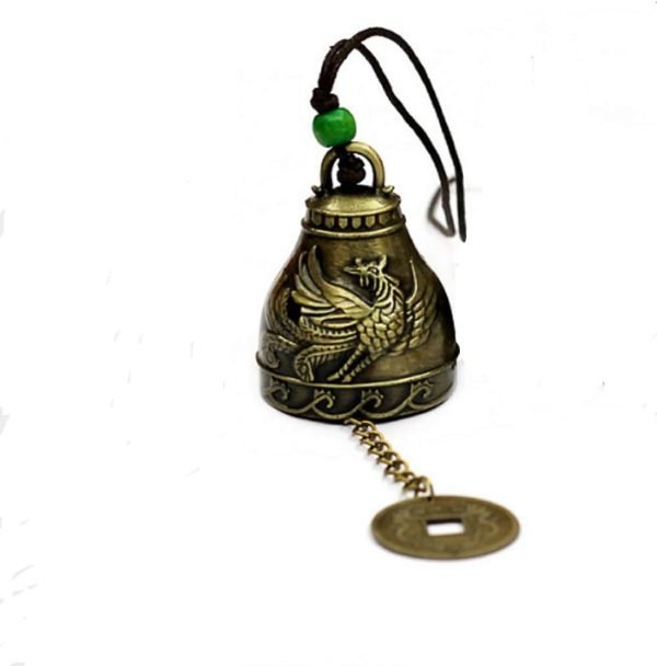 DMtse Chinese Lucky Feng Shui Dragon and Phoenix Vintage Bell for Wealth and Safe, Success, Ward Off Evil, Protect Peace - Home Garden Car Interiors Hanging Charm Wind Chime Good Luck Blessing