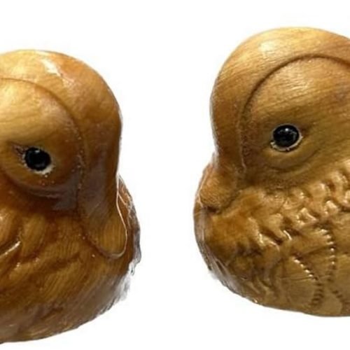 DMtse Feng Shui Carved Natural Wood Pair Mandarin Ducks for Love & Fidelity Mascot Duck Statuet Figurine 2 Pcs
