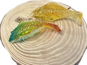 DMtse Feng Shui Glass Crystal 2 x Fish Colorful and Yellow for Lucky Statue Figurines for Animal Sculpture Collectibles Decoration Gift - Image 3