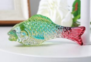DMtse Feng Shui Glass Crystal 2 x Fish Colorful and Yellow for Lucky Statue Figurines for Animal Sculpture Collectibles Decoration Gift - Image 5
