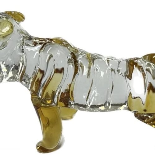 DMtse 玻璃水晶迷你老虎雕像擺飾雕像收藏吉祥擺飾雕像避邪