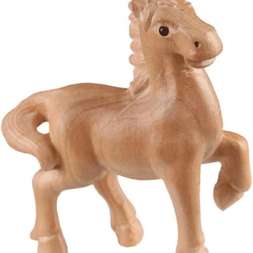DMtse Hand Carved Natural Wood Horse Statue Sculpture Animal Figurine Brings Good Lucky for Attract Wealth Collectibles Gift