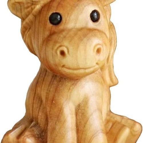DMtse Hand Carved Natural Wood Horse Statue Sculpture Animal Figurine Brings Good Lucky for Attract Wealth Collectibles Gift