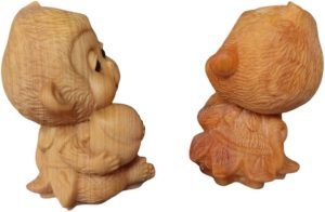 DMtse Hand Carved Natural Wood Monkey Statue Sculpture Animal Figurine Brings Good Lucky for Mascot Gift - Image 4