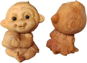 DMtse Hand Carved Natural Wood Monkey Statue Sculpture Animal Figurine Brings Good Lucky for Mascot Gift - Image 3