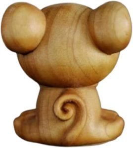 DMtse Hand Carved Natural Wood Mouse Statue Sculpture Animal Figurine Brings Good Lucky for Mascot Gift - Image 5
