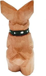 DMtse Hand Carved Natural Wood Rabbit Statue Ornaments Animal Sculpture Figurine Crafts Home Decoration - Image 3