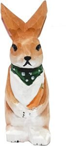 DMtse Hand Carved Natural Wood Rabbit Statue Ornaments Animal Sculpture Figurine Crafts Home Decoration - Image 6