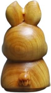 DMtse Hand Carved Natural Wood Rabbit Statue Sculpture Animal Figurine Brings Good Lucky for Mascot Gift - Image 2