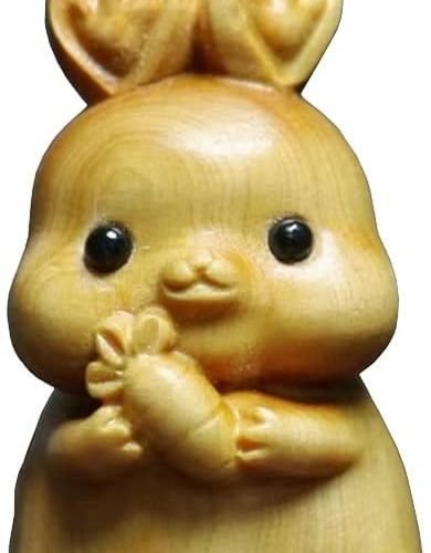 DMtse 手工雕刻天然木兔雕像雕塑動物雕像帶來好運吉祥物禮物