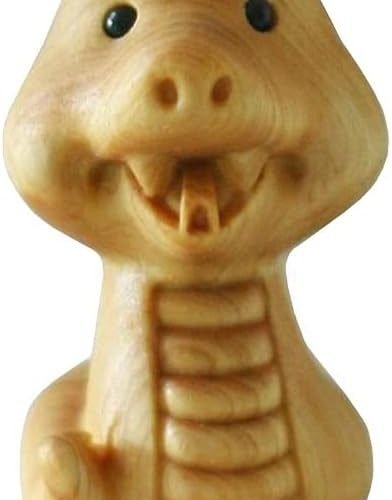 DMtse Hand Carved Natural Wood Snake Statue Sculpture Animal Figurine Brings Good Lucky for Mascot Gift Ornaments Meditation
