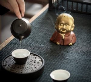 DMtse 小佛禪宗陶瓷香爐托盤香氛茶道家居裝飾：圖片 3
