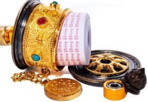 DMtse Tibetan Buddhist Om Mani Padme Hum Functioning Mini Handheld Prayer Wheel with Mantra Scroll - Image 5