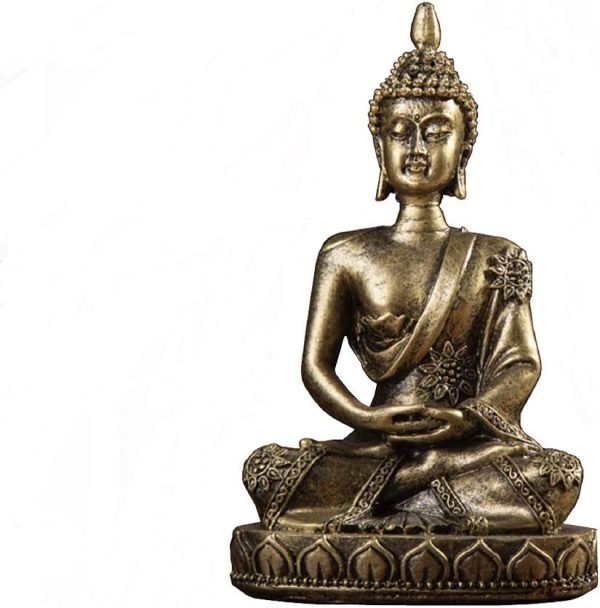DMtse Vintage Buddha Statue Beautiful Ornaments Meditation Seated Pose Worship Attractive and Serene Buddha Statue Figurine