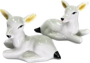 DMtse Ceramic Pair White Deers Decor for Home Décor Porcelain Figurines Decoration for Happy Lucky Ceramic - Image 2