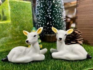 DMtse Ceramic Pair White Deers Decor for Home Décor Porcelain Figurines Decoration for Happy Lucky Ceramic - Image 4