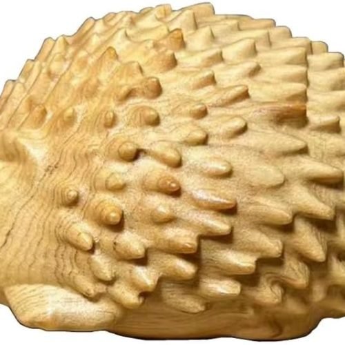 DMtse Hand Carved Natural Wood Mini Adorable Animal Hedgehog Statue Ornaments Animal Themed Wood Sculpture Figurine Crafts Home Decoration