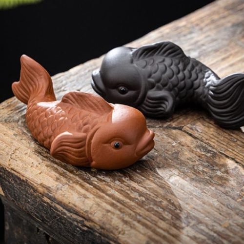 Ceramic Feng Shui 2 X Fish for Good Lucky Statue Figurines
