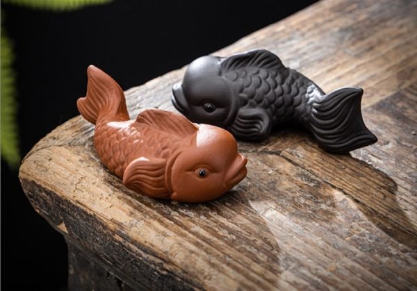 Ceramic Feng Shui 2 X Fish for Good Lucky Statue Figurines