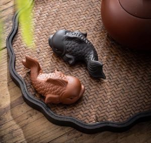 Ceramic Feng Shui 2 X Fish for Good Lucky Statue Figurines - Image 2