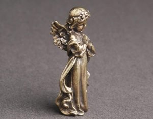 Brass Mini Adorable Eros Guardian Angel Cherubs Statue Figurine Ornaments Brings Blessing Lucky Love：圖片 2