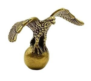 DMtse Brass Powerful Eagle Wings Spread Stepping Stone Statue Ornament for Animal Sculpture Lucky Grand Exhibition Prosperity for Collectibles：圖片 2