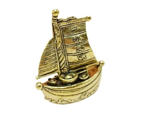 DMtse Brass Yuanbao Smooth Sailing Sailboat Collectibles Home Ornament for Lucky Grand Exhibition Prosperity